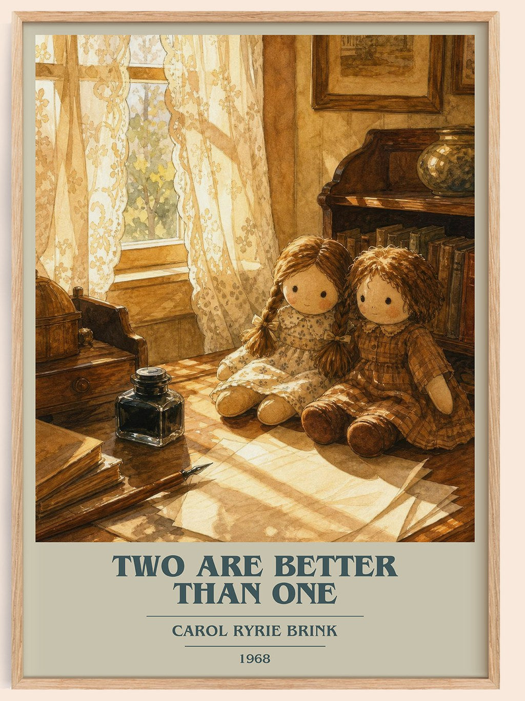 Two Are Better Than One book cover book poster by Carol Ryrie Brink – framed literary art print