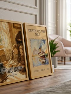 Two Are Better Than One watercolour print framed by window – literary home decor