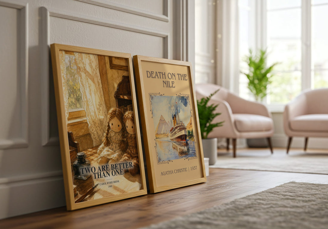 Two Are Better Than One watercolour print framed by window – literary home decor