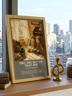 Two Are Better Than One bookish print framed by window – literary home decor