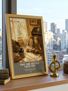 Two Are Better Than One book cover print framed by window – literary home decor