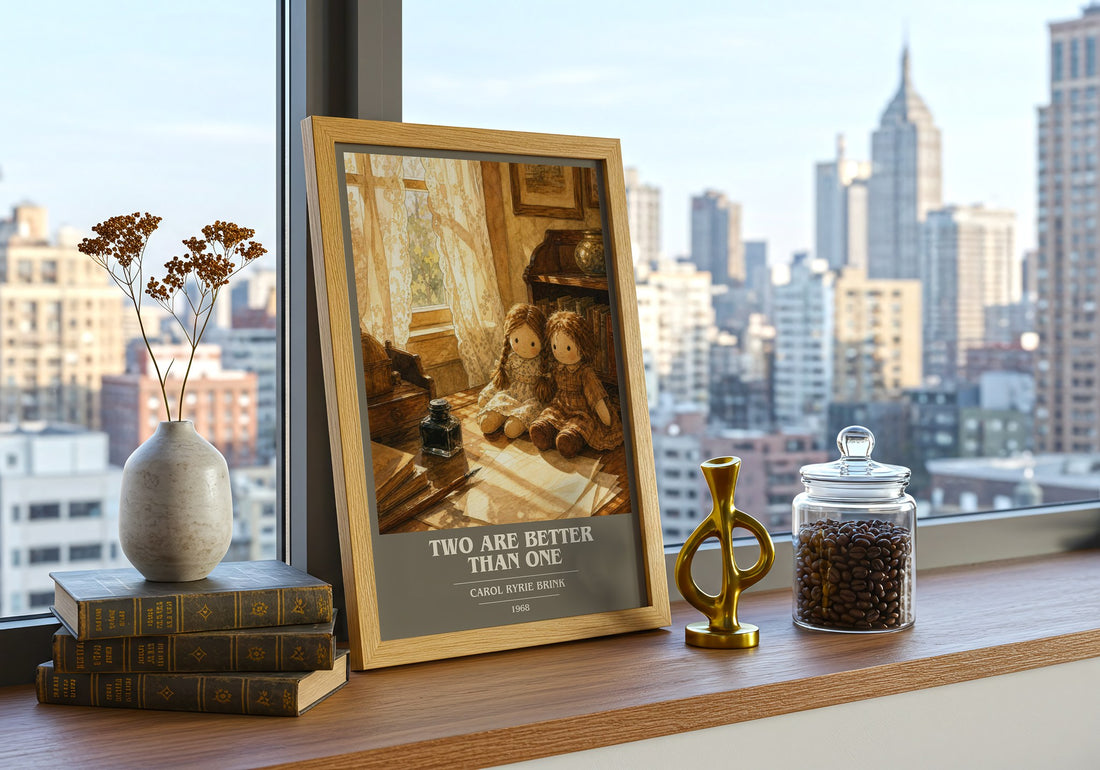 Two Are Better Than One book cover print framed by window – literary home decor