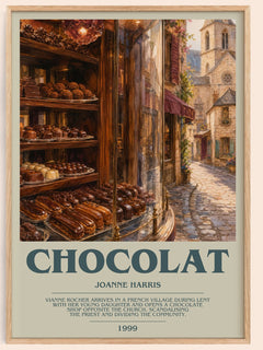 Chocolat bookish book poster by Joanne Harris – framed literary art print