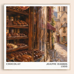 Chocolat literary book poster by Joanne Harris – framed literary art print