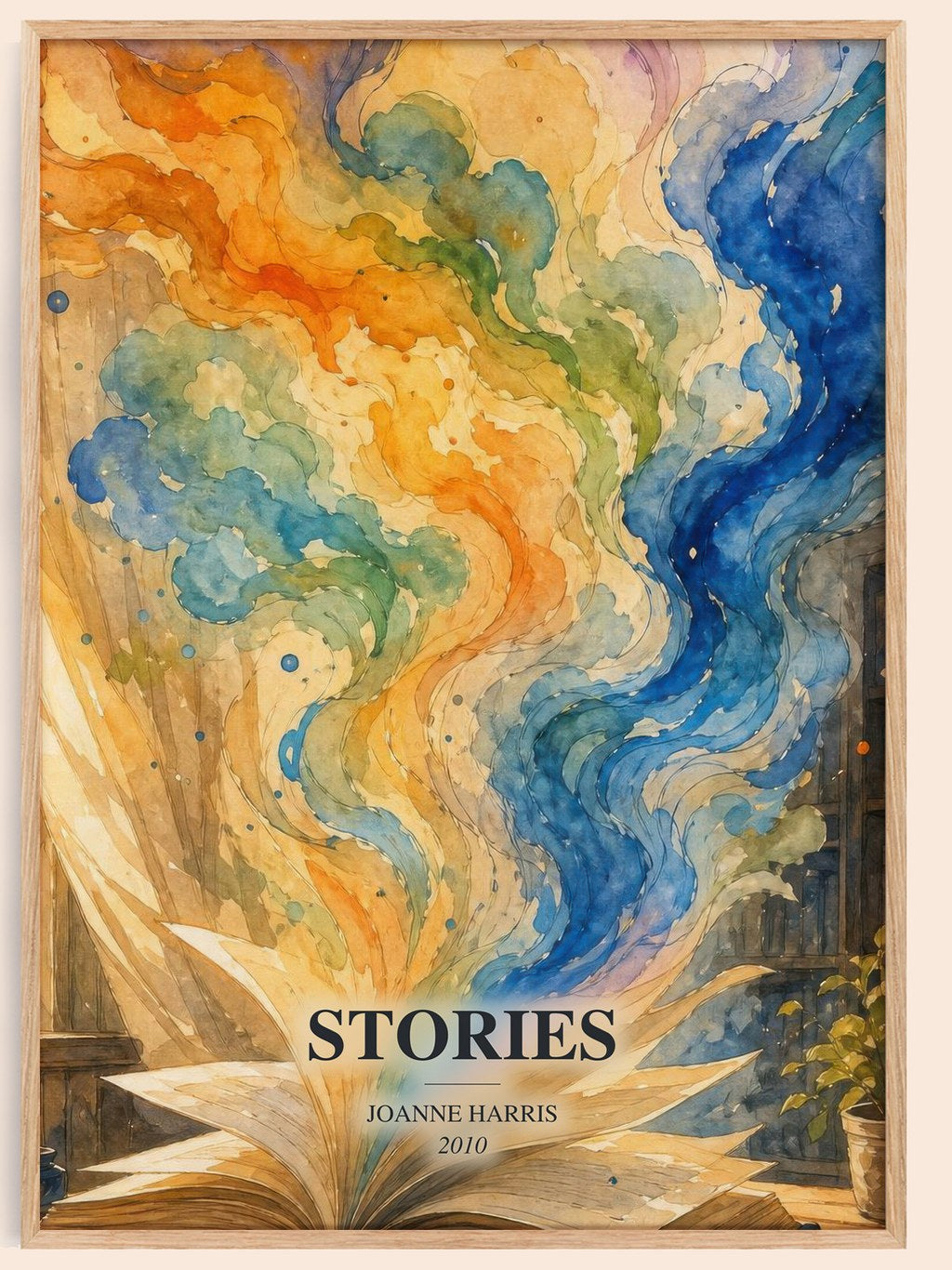 Stories watercolour book poster by Joanne Harris – framed literary art print