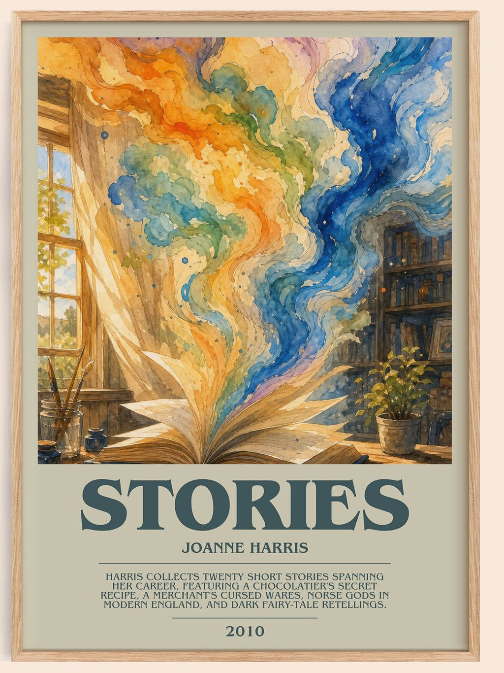 Stories bookish book poster by Joanne Harris – framed literary art print