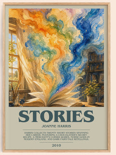 Stories bookish book poster by Joanne Harris – framed literary art print
