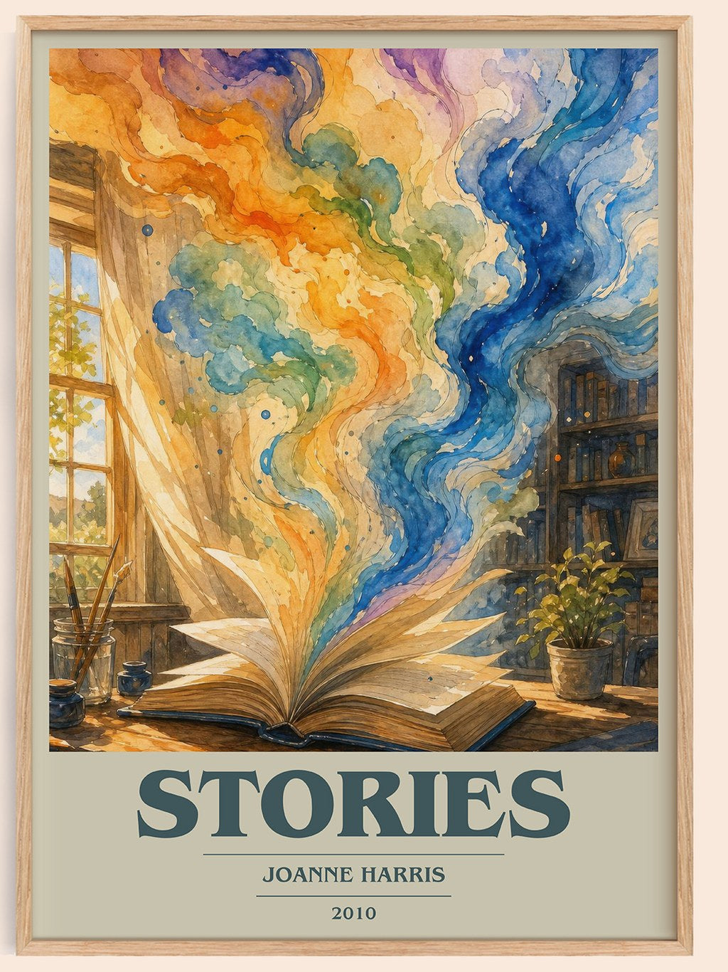 Stories book cover book poster by Joanne Harris – framed literary art print