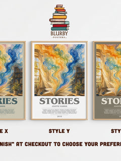 Stories bookish print in frame leaning in hallway – literary fiction wall art
