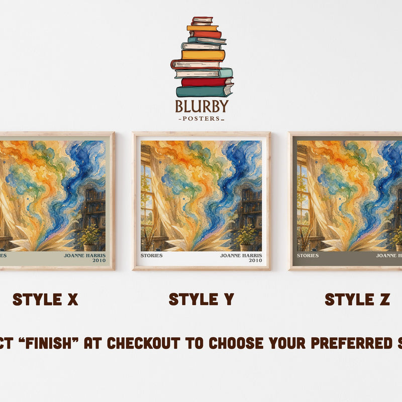 Stories literary print in frame leaning in hallway – literary fiction wall art
