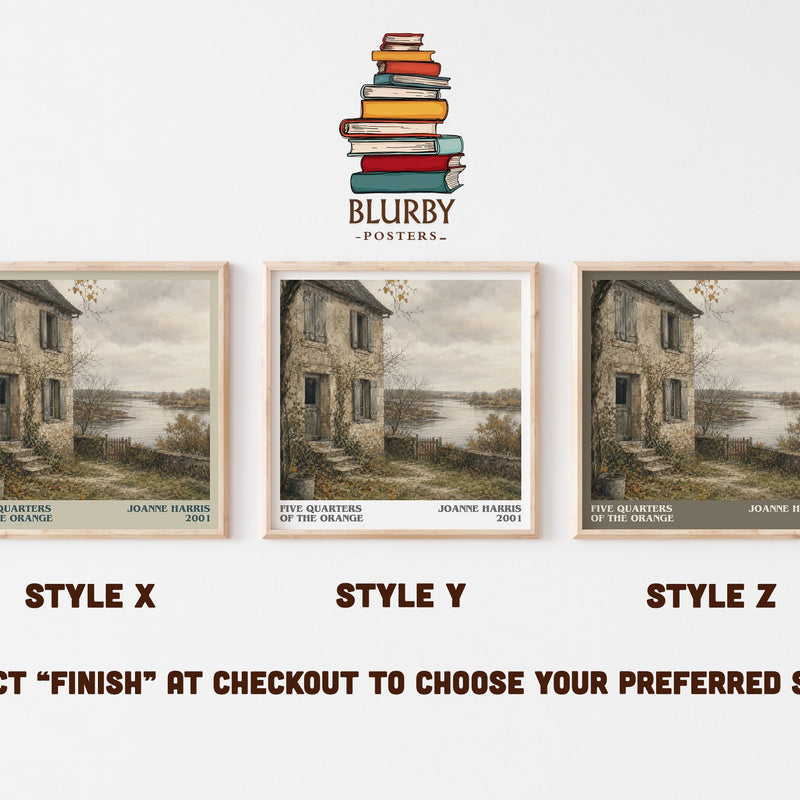 Five quarters of the orange literary print in frame leaning in hallway – literary fiction wall art