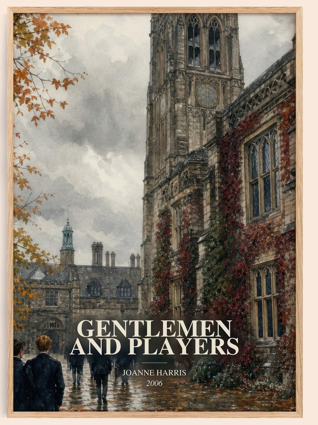 Gentlemen and players watercolour book poster by Joanne Harris – framed literary art print