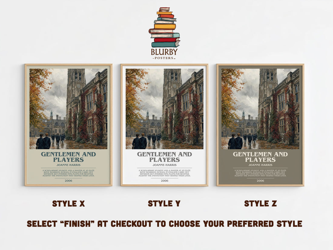 Gentlemen and players bookish print in frame leaning in hallway – thriller wall art (mockup)