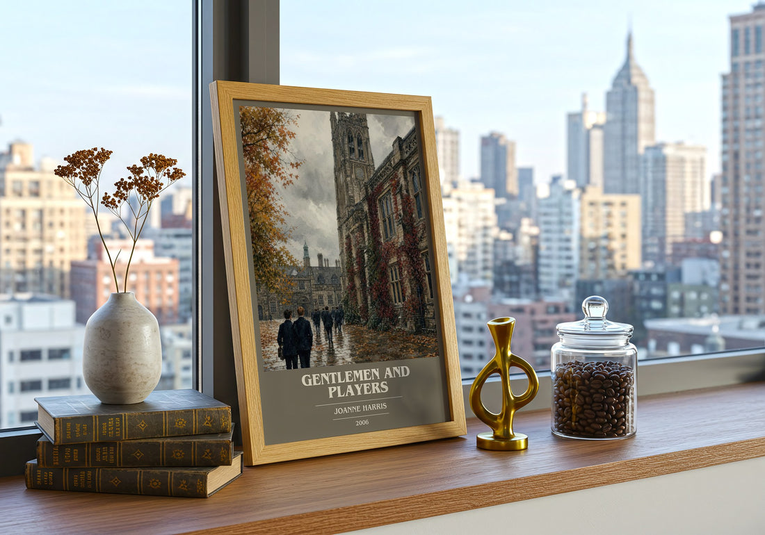 Gentlemen and players book cover print framed by window – literary home decor