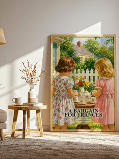 A Bargain for Frances watercolour print in frame leaning in hallway – childrens wall art