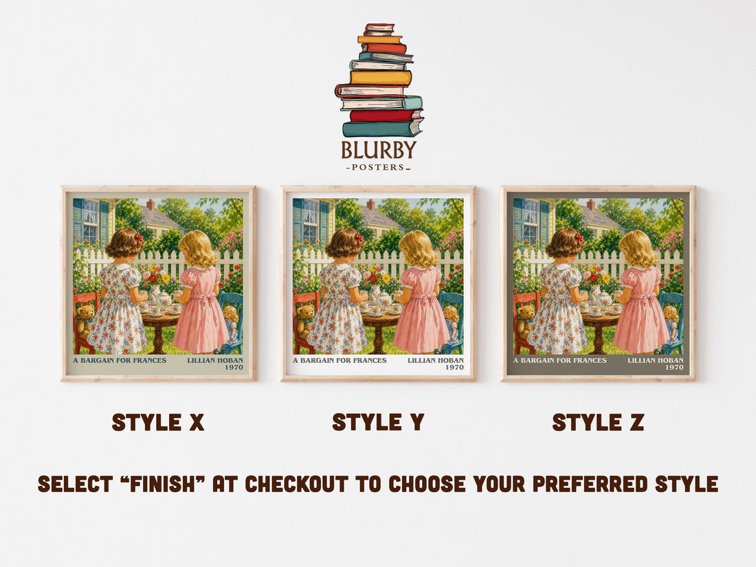A Bargain for Frances literary print in frame leaning in hallway – childrens wall art (mockup)