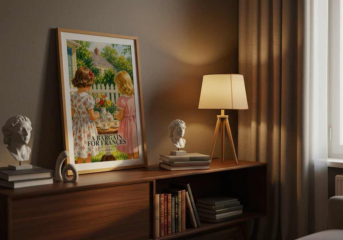 A Bargain for Frances watercolour print on bookshelf – Lillian Hoban fan gift
