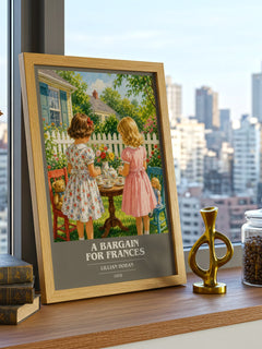 A Bargain for Frances book cover print framed by window – literary home decor