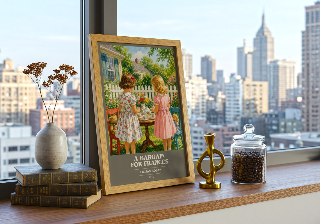 A Bargain for Frances book cover print framed by window – literary home decor