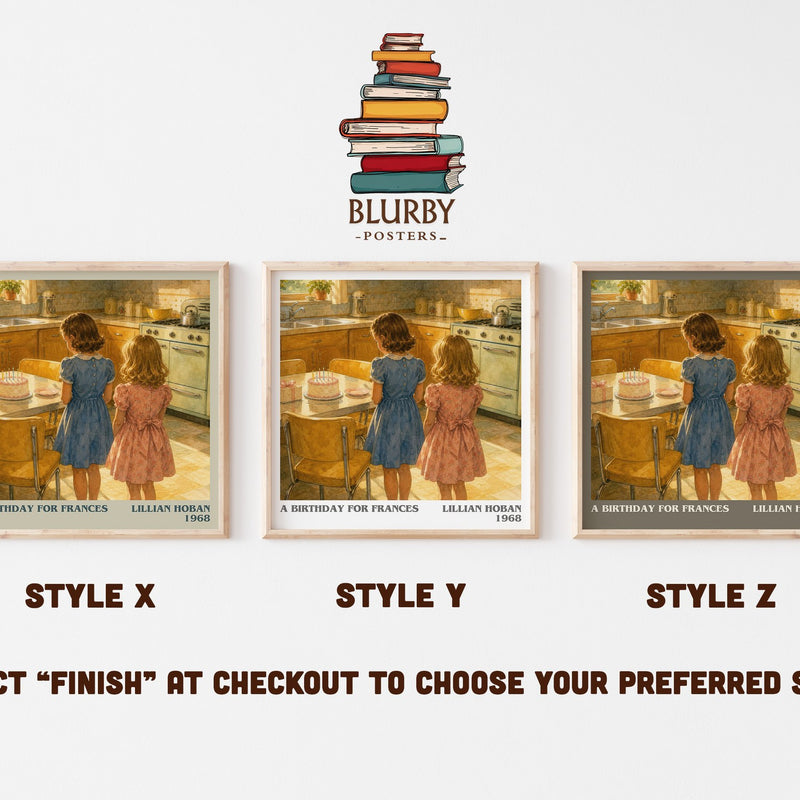 A birthday for Frances literary print in frame leaning in hallway – childrens wall art