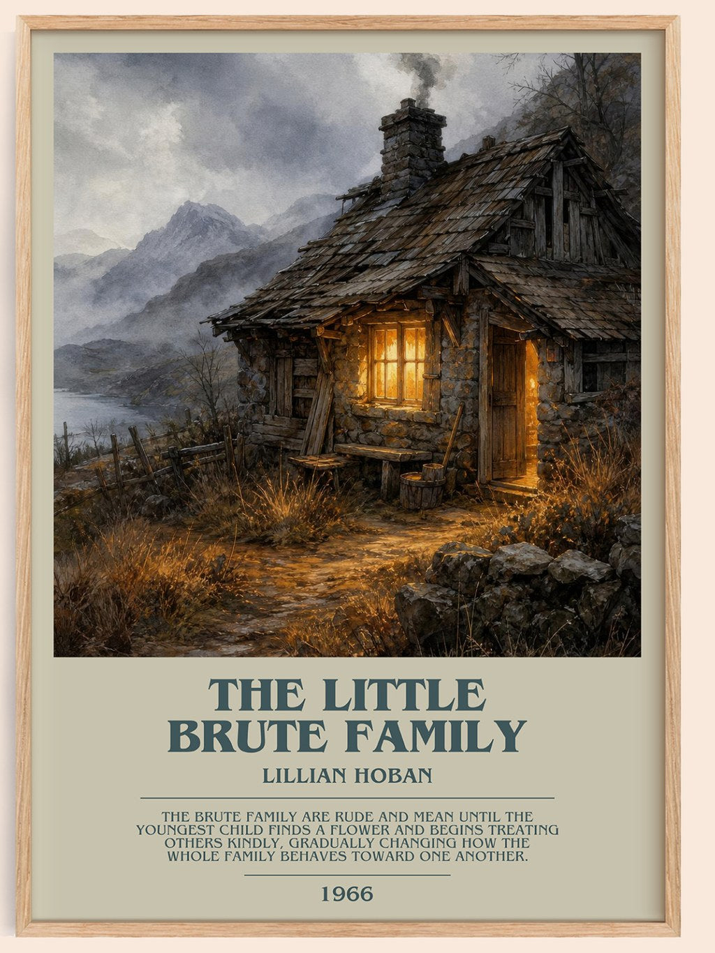 The little Brute family bookish book poster by Lillian Hoban – framed literary art print