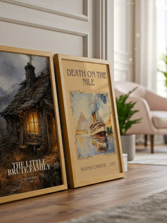 The little Brute family watercolour print framed by window – literary home decor