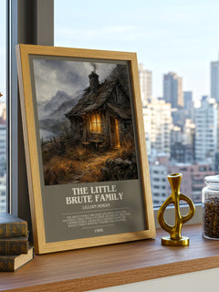 The little Brute family bookish print framed by window – literary home decor