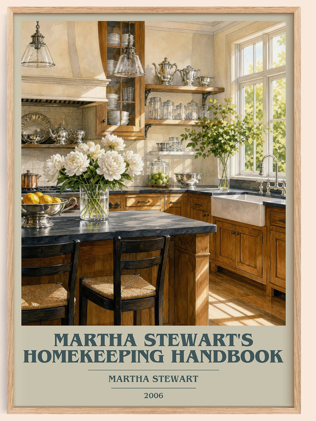 Martha Stewart's Homekeeping Handbook book cover book poster by Martha Stewart – framed literary art print