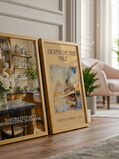 Martha Stewart's Homekeeping Handbook watercolour print framed by window – literary home decor
