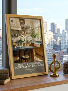 Martha Stewart's Homekeeping Handbook book cover print framed by window – literary home decor