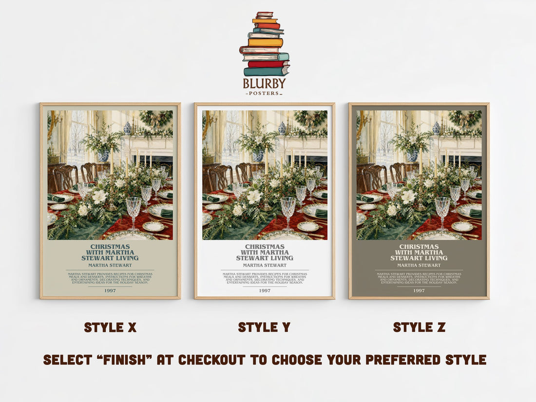 Christmas with Martha Stewart living bookish print in frame leaning in hallway – non fiction wall art (mockup)