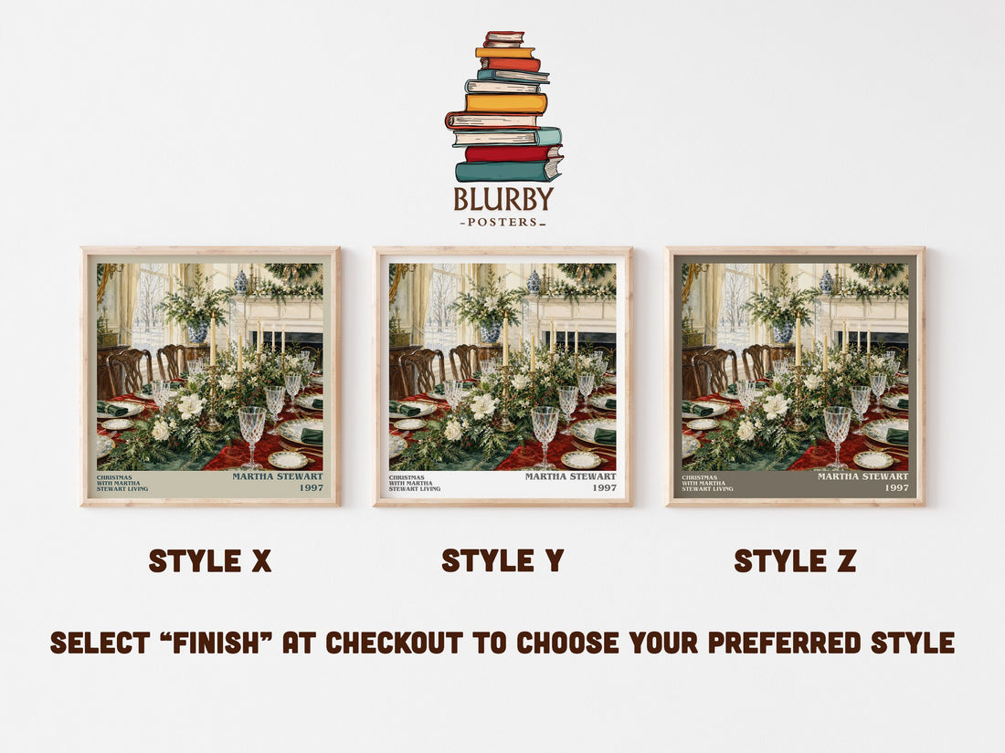 Christmas with Martha Stewart living literary print in frame leaning in hallway – non fiction wall art (mockup)
