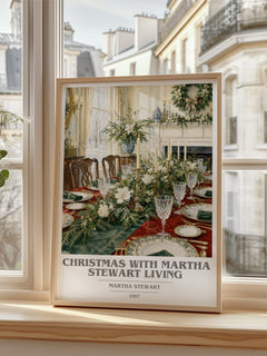 Christmas with Martha Stewart living Book Cover Poster by M. Stewart – framed print by a bright window