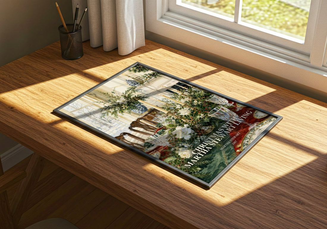 Christmas with Martha Stewart living watercolour book poster framed on wall – non fiction wall art