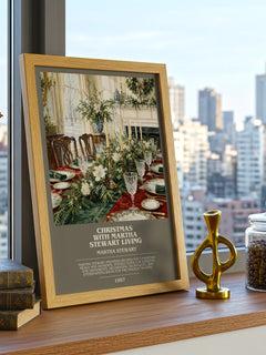 Christmas with Martha Stewart living bookish print framed by window – literary home decor