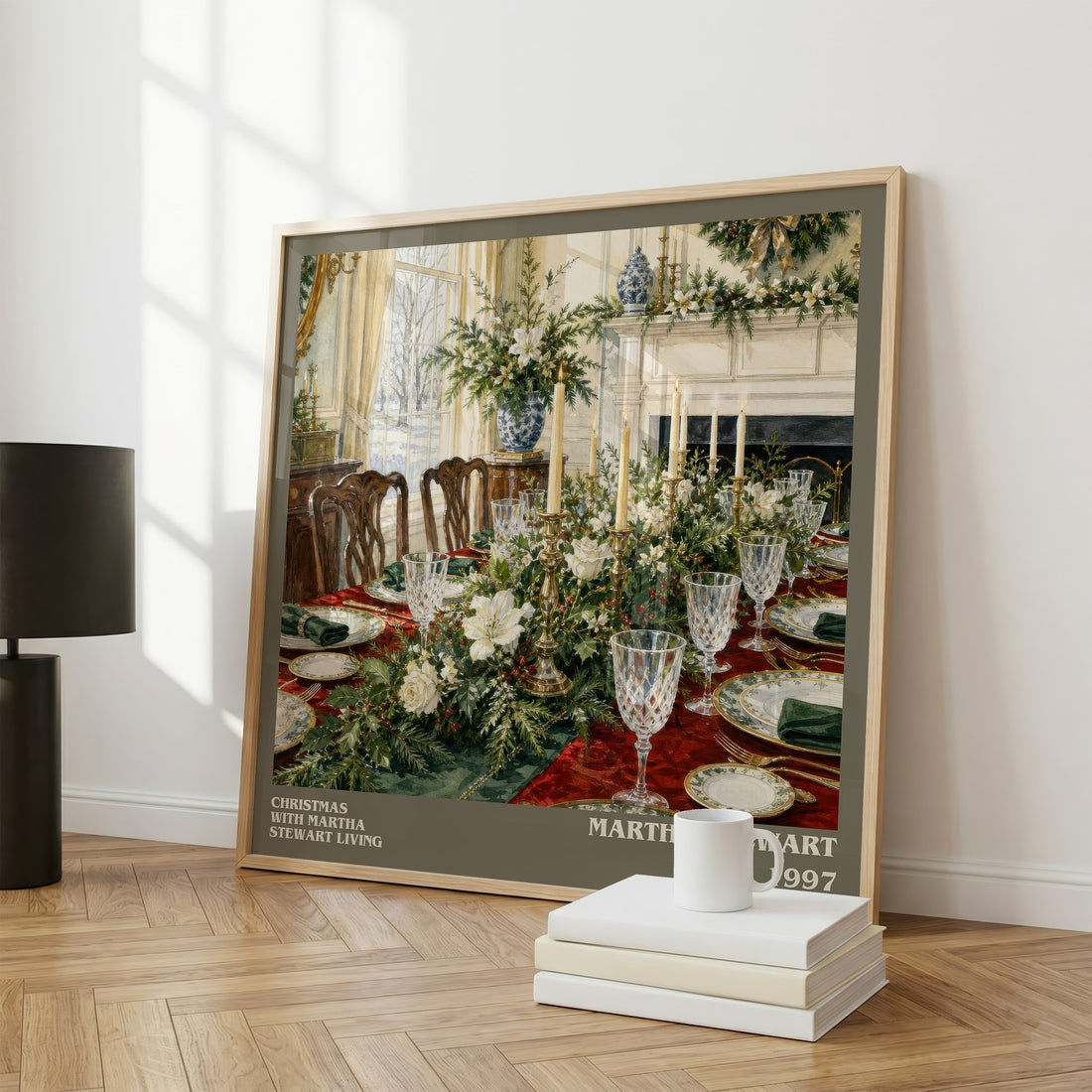 Christmas with Martha Stewart living literary print framed by window – literary home decor