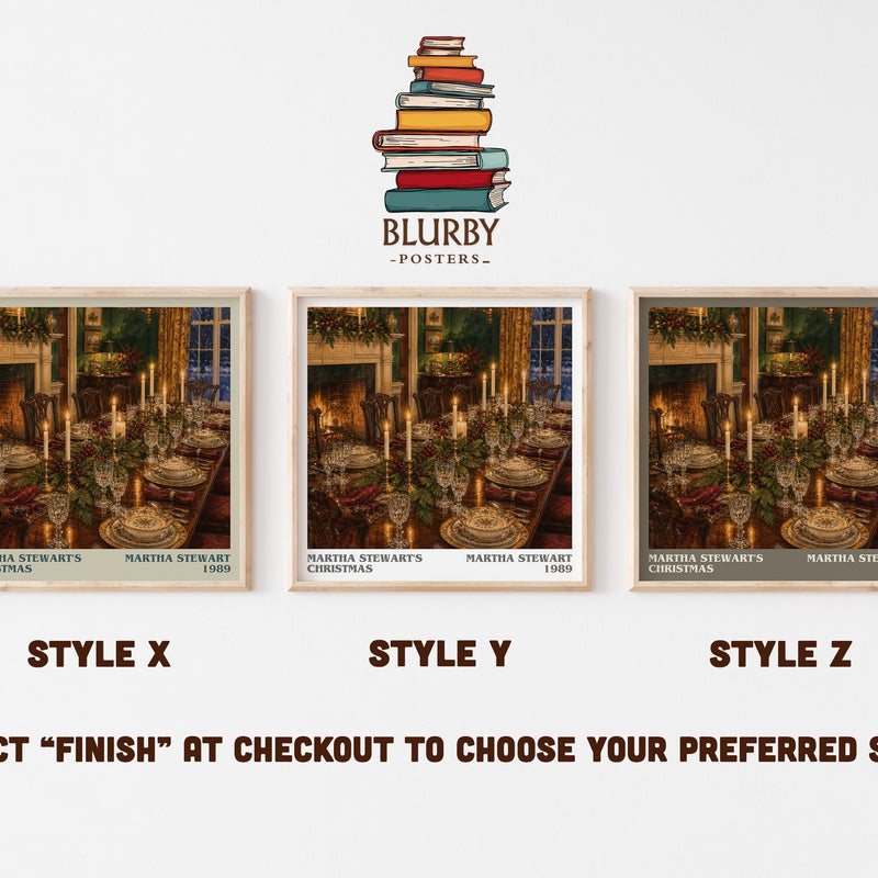 Martha Stewart's Christmas literary print in frame leaning in hallway – non fiction wall art