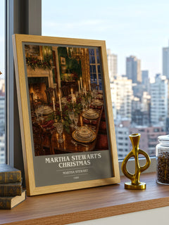 Martha Stewart's Christmas book cover print framed by window – literary home decor
