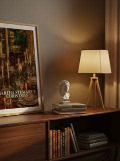 Martha Stewart's Christmas watercolour print on bookshelf – Martha Stewart fan gift