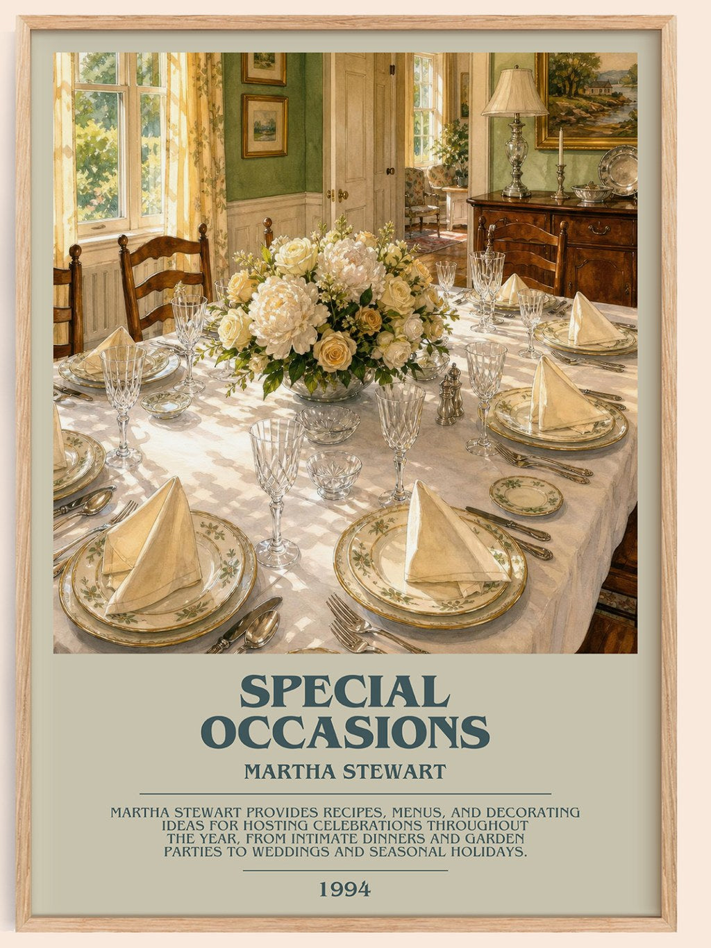 Special occasions bookish book poster by Martha Stewart – framed literary art print