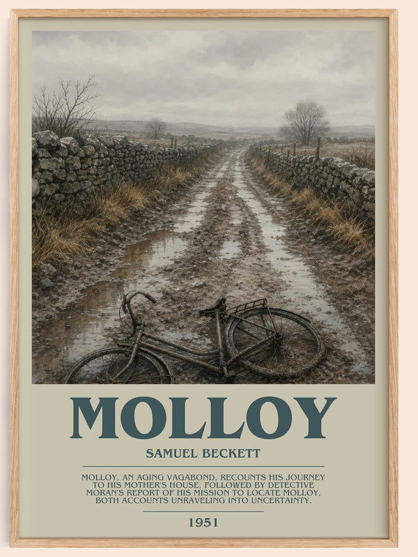 Molloy bookish book poster by Samuel Beckett – framed literary art print