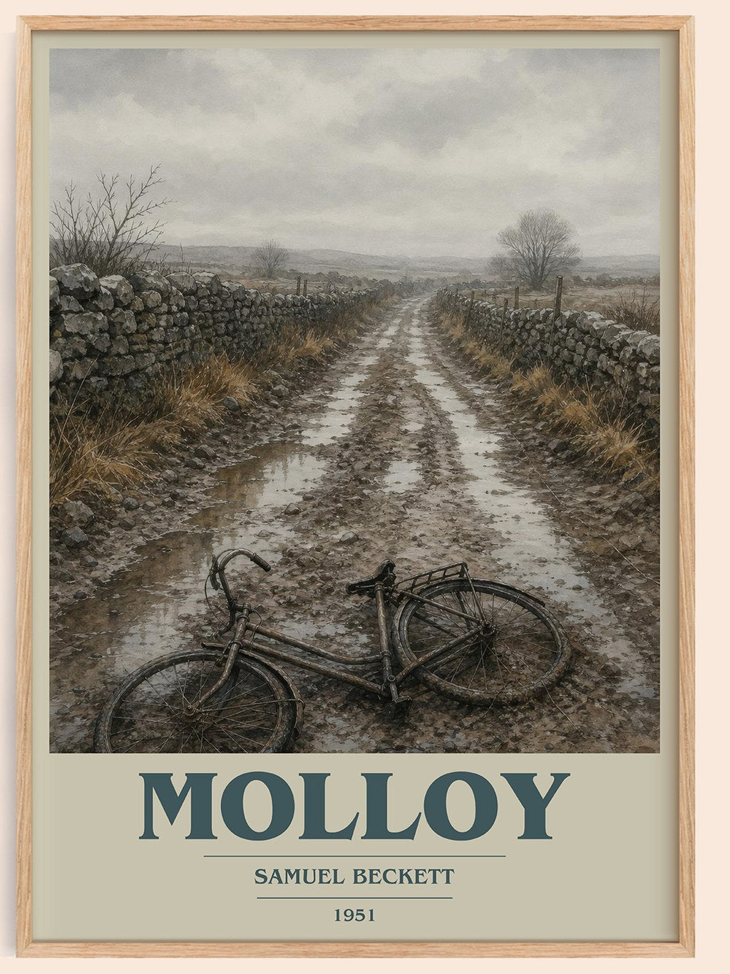 Molloy book cover book poster by Samuel Beckett – framed literary art print