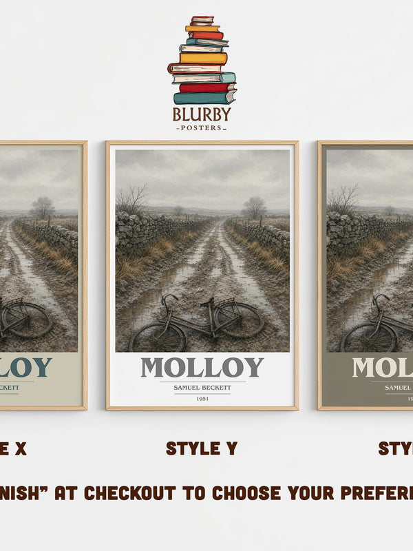 Molloy book cover print in frame leaning in hallway – literary fiction wall art