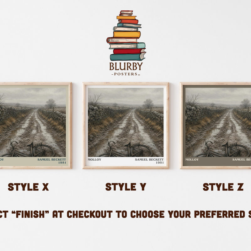 Molloy literary print in frame leaning in hallway – literary fiction wall art