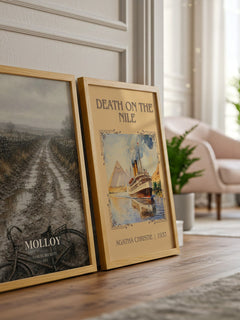Molloy watercolour print framed by window – literary home decor