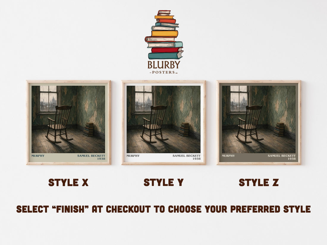 Murphy literary print in frame leaning in hallway – literary fiction wall art (mockup)