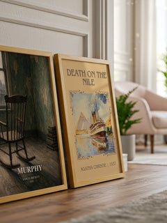 Murphy watercolour print framed by window – literary home decor