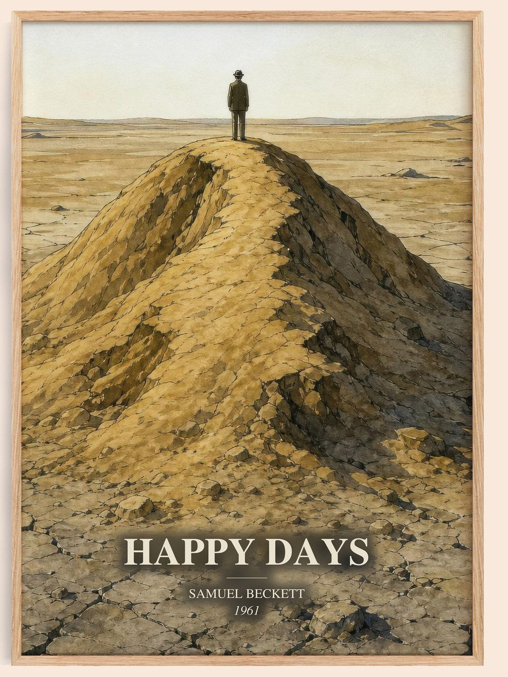 Happy days watercolour book poster by Samuel Beckett – framed literary art print