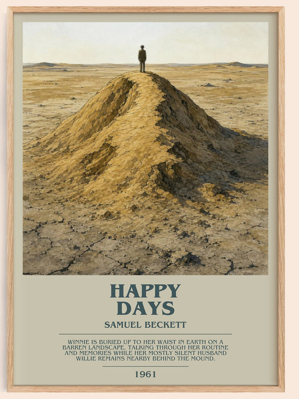 Happy days bookish book poster by Samuel Beckett – framed literary art print