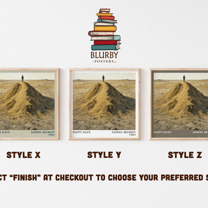 Happy days literary print in frame leaning in hallway – literary fiction wall art